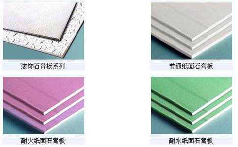 纸面石膏板分类
